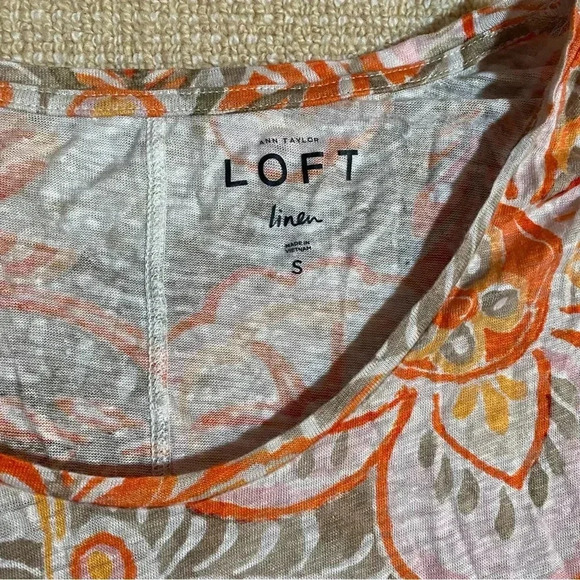 LOFT Ann Taylor Linen Tropical Print Top Women’s Small - Picture 2 of 3